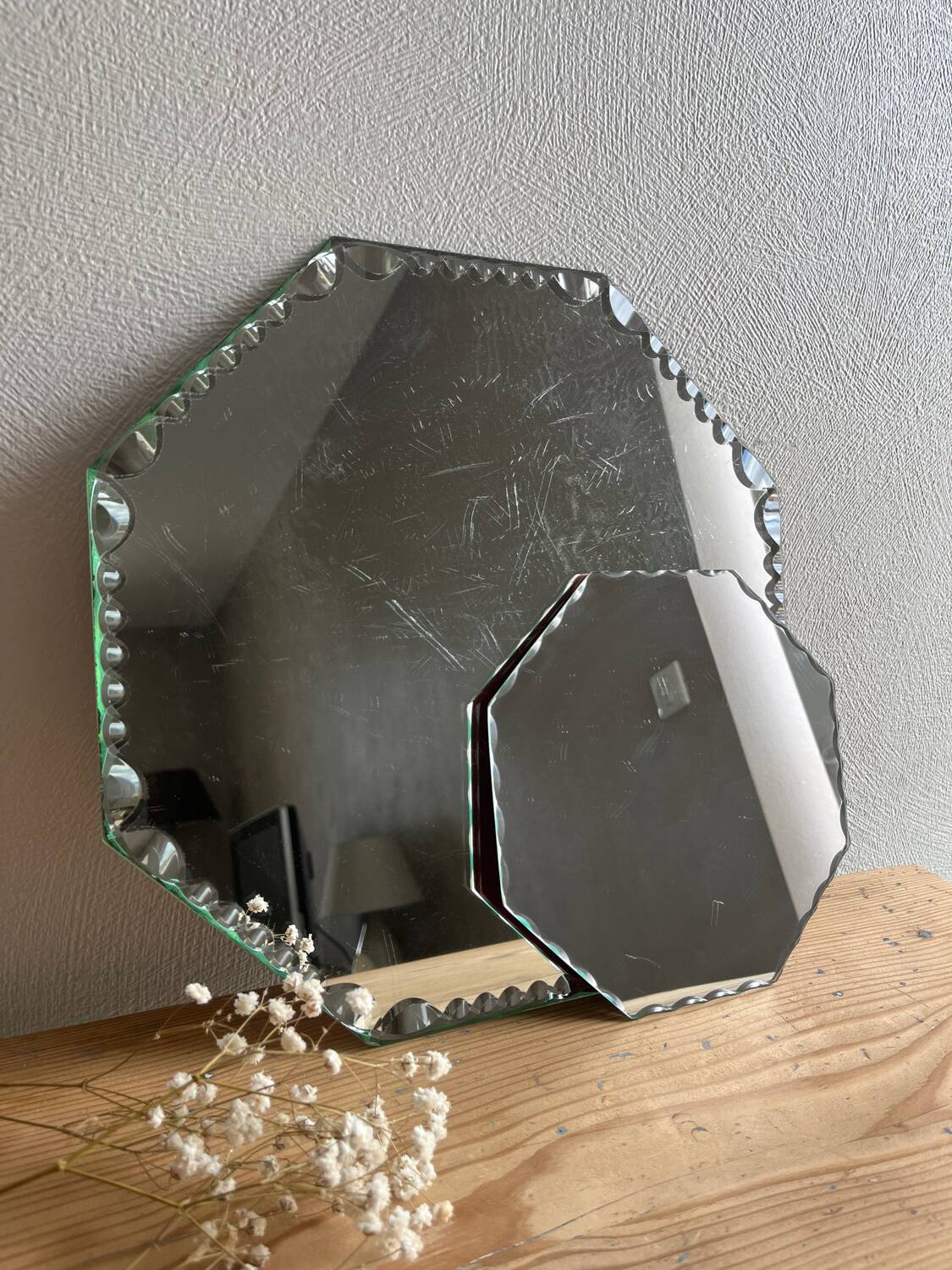 Vintage octagonal beveled mirrors