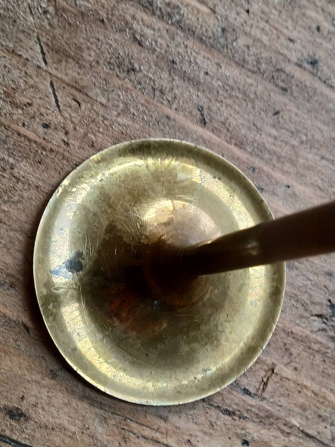 Brass candle holder, straight shape