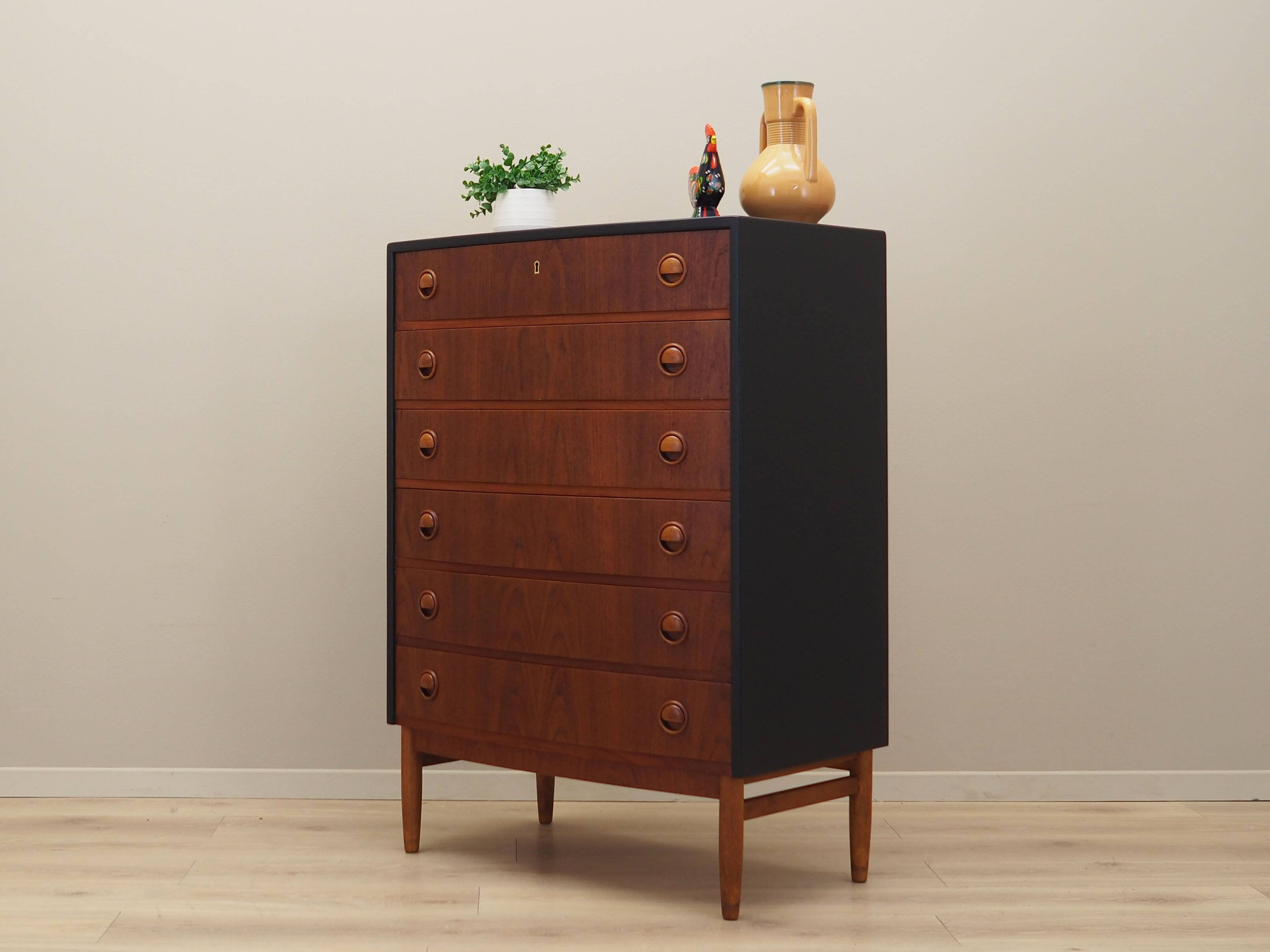 Teak chest of drawers, Danish design, 1960s, designer: Kai Kristiansen, manufacturer: Feldballes Møb