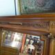 Old very large mirror Henri 2 wooden frame with columns beveled glass