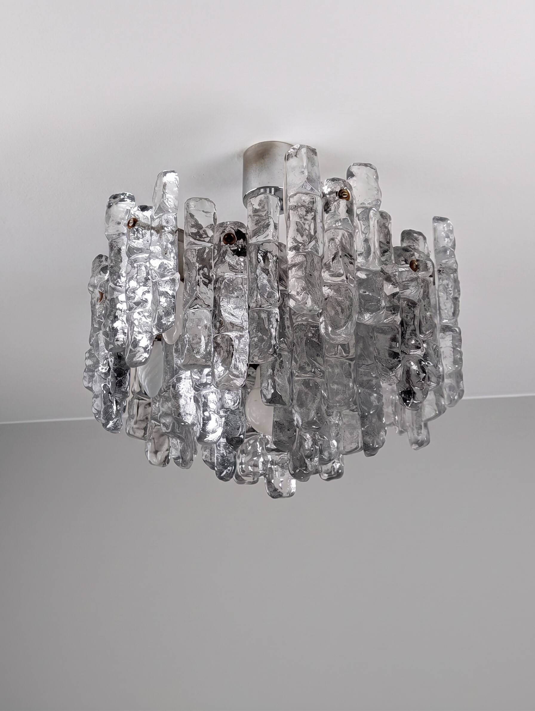 Kalmar Ice Glass chandelier, Austria, 1970s