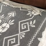 Hand embroidered bed cover with vintage crochet dimension: width -180cm- height -230cm-