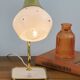 Set of 2 Vintage Mid-Century Table Lamps With Brass Stems And White Shades