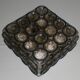 19x19cm  iron-ring glass ceiling lamp by Limburg Glashütte Germany 1960s