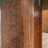 Table ronde vintage 70's en travertin et verre, design italien