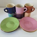 Vintage multicoloured triangular espresso set