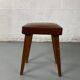 Petit tabouret ou repose pied en bois et cuir