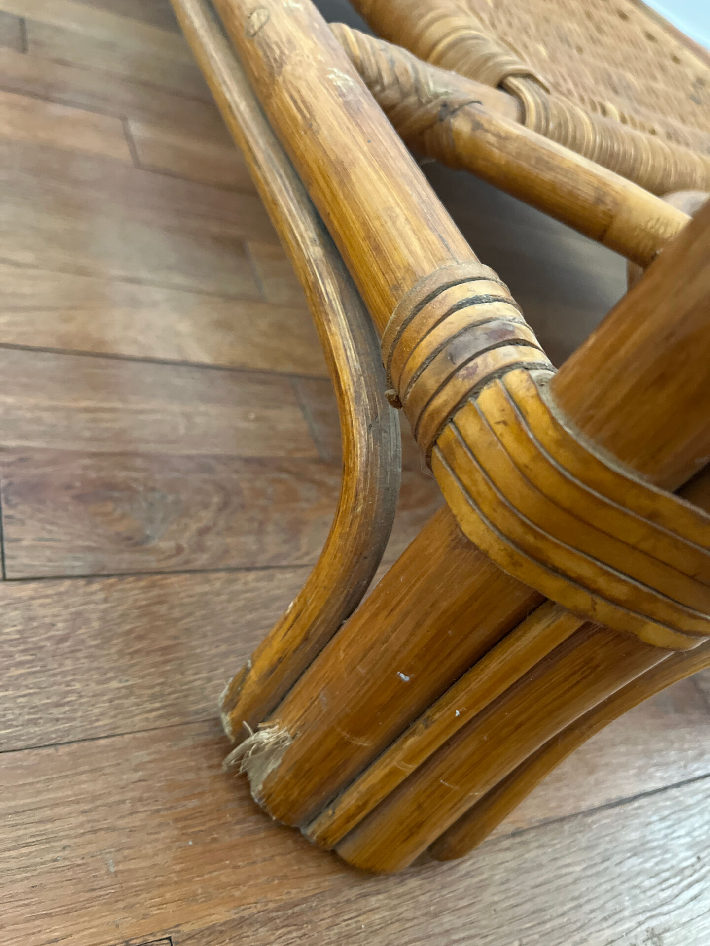 Vintage bamboo and rattan table