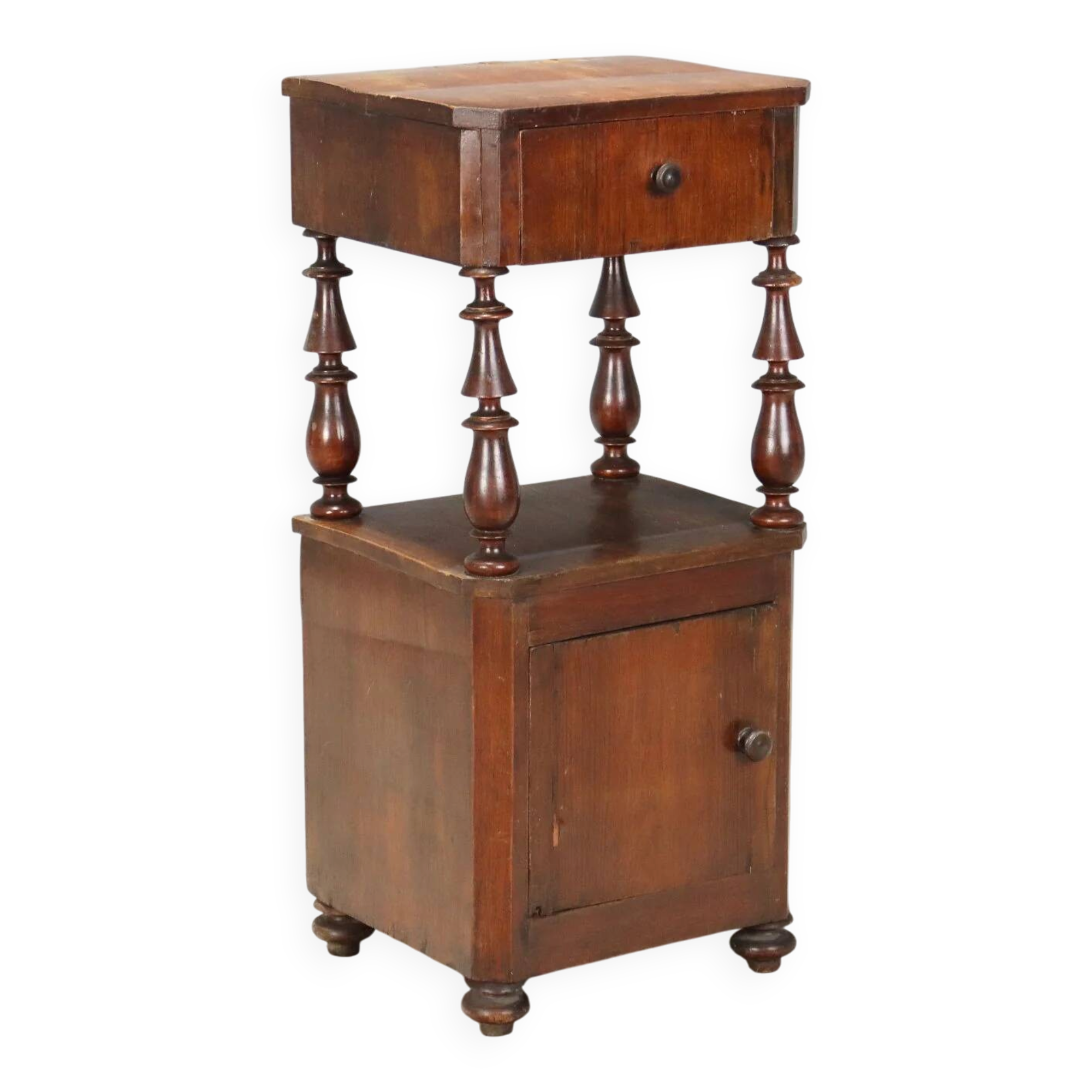 Antique Louis-Philippe bedside table in walnut, Italy, 19th century.
