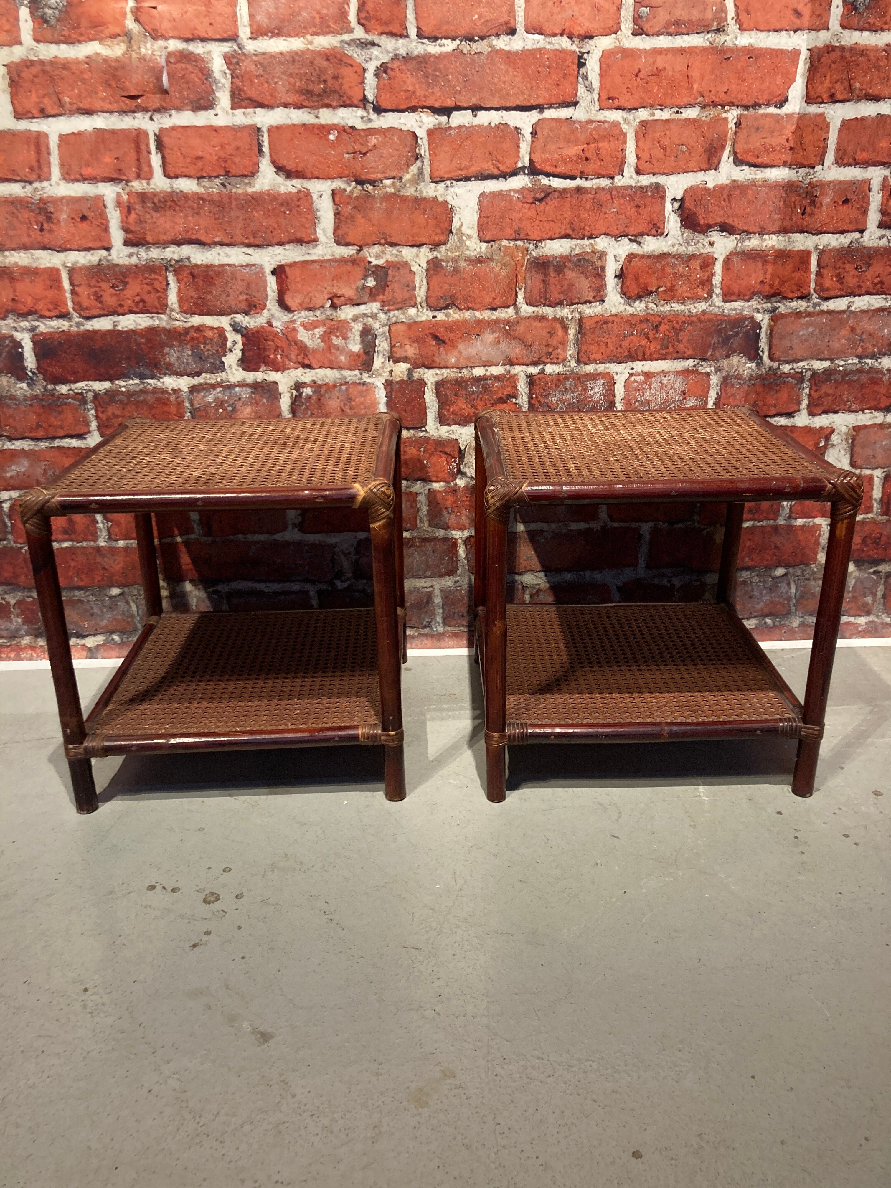 Set of two rattan bedside tables