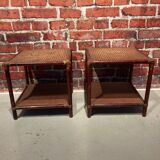 Set of two rattan bedside tables