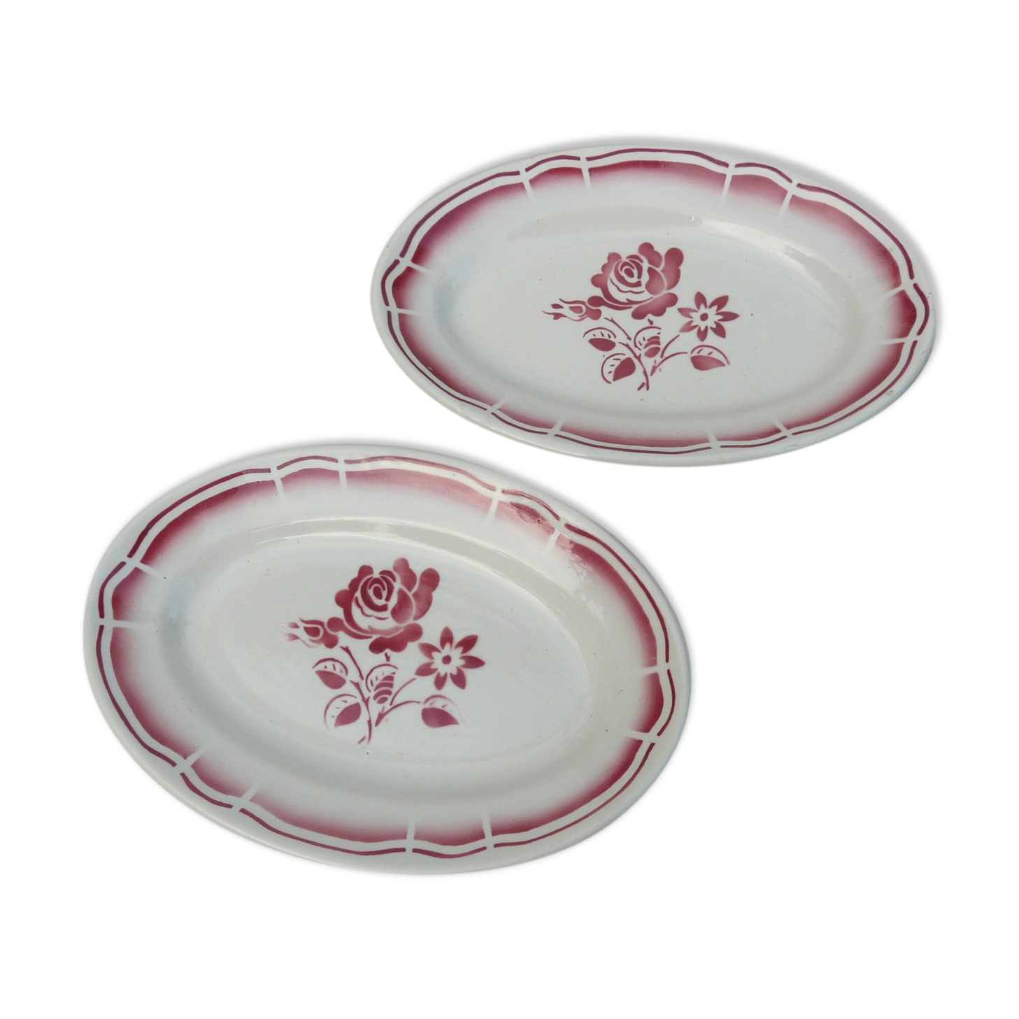 2 raviers badonviller art deco red flowers