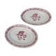 Set de 2 raviers Badonviller art déco fleurs rouges