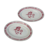 Set de 2 raviers Badonviller art déco fleurs rouges