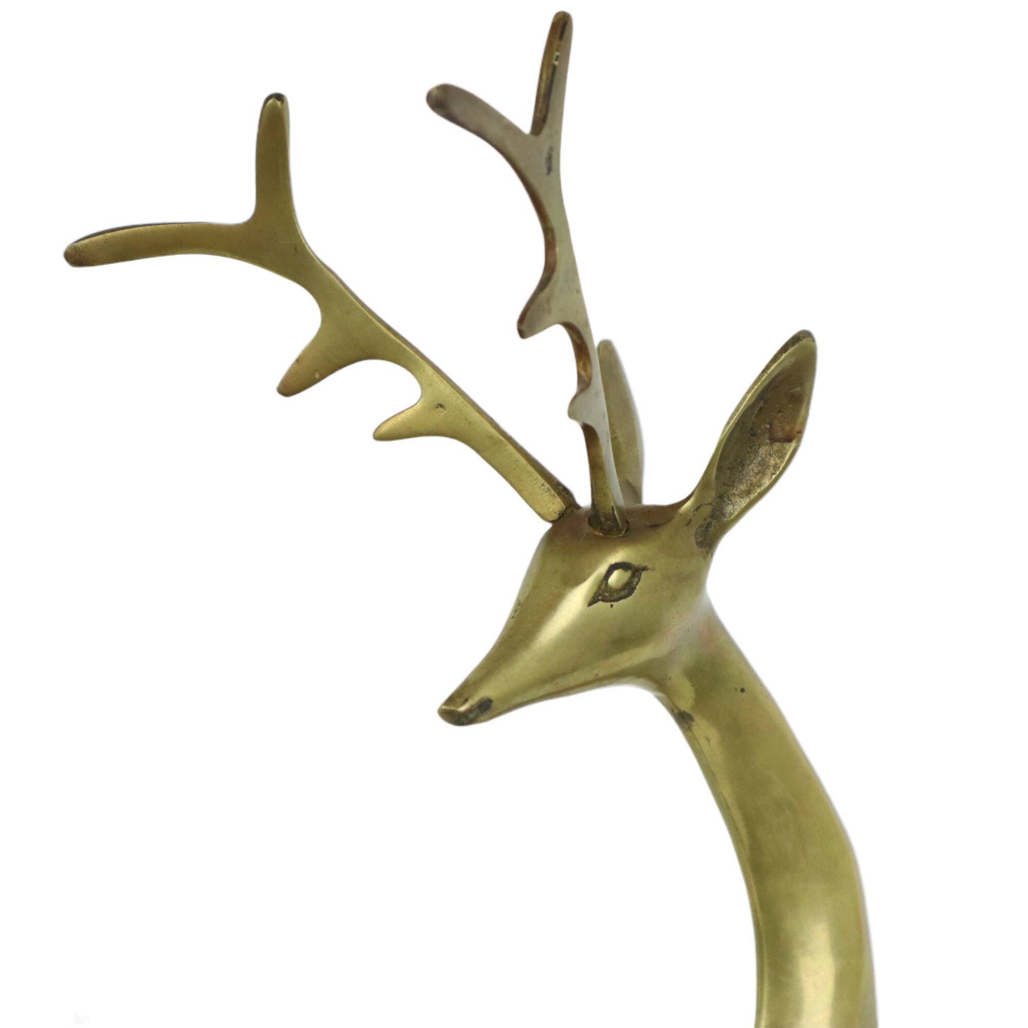 Large vintage brass deer statue sculpture art deco style christmas