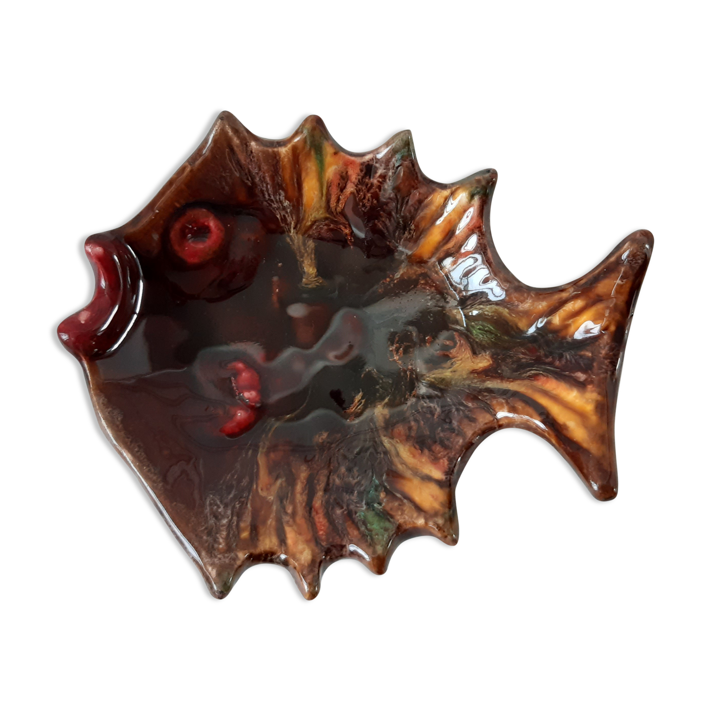 Empty ceramic fish bag Vallauris 70s