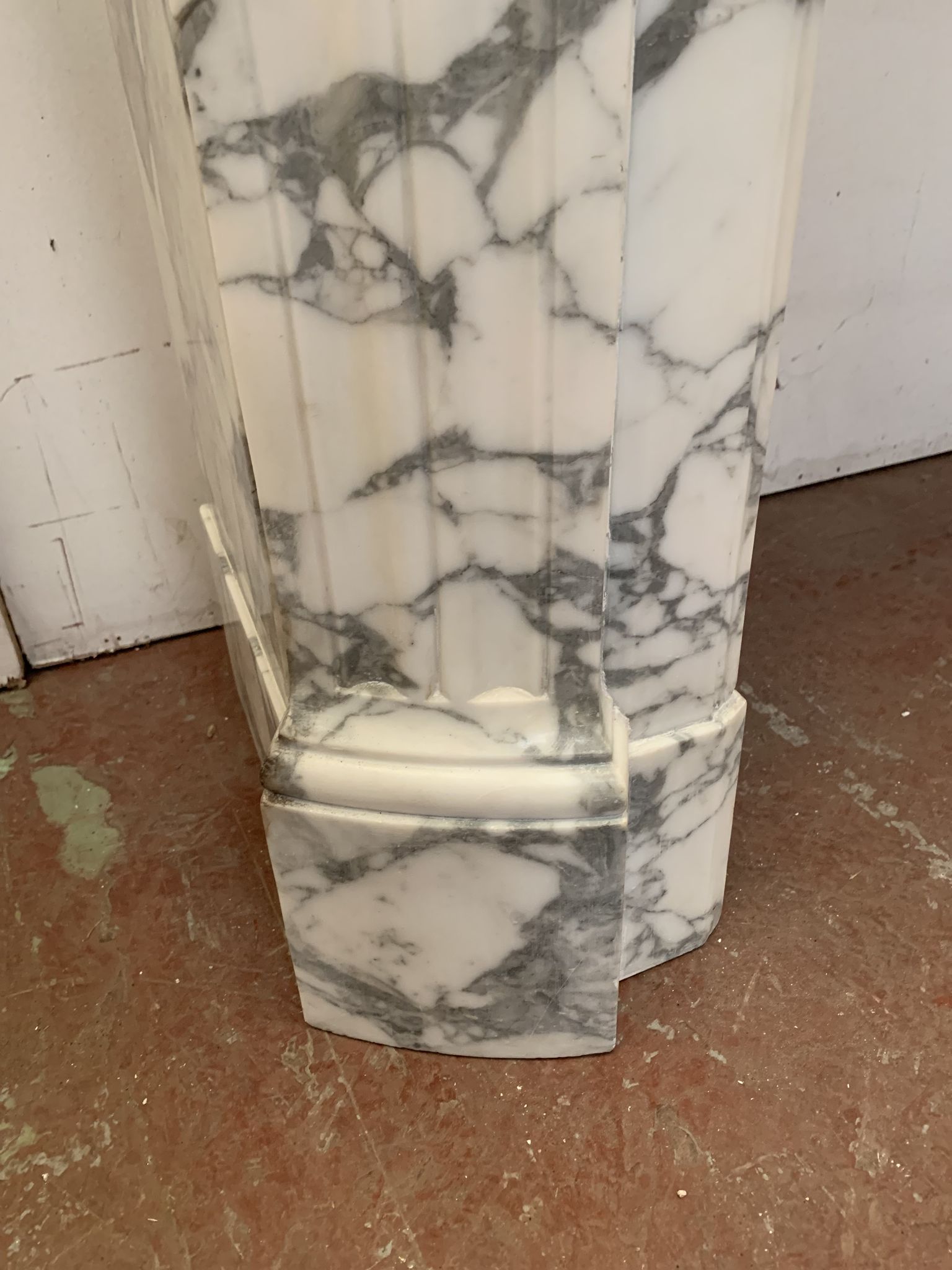 Louis XVI style fireplace in white marble veined carrara XIXth century
