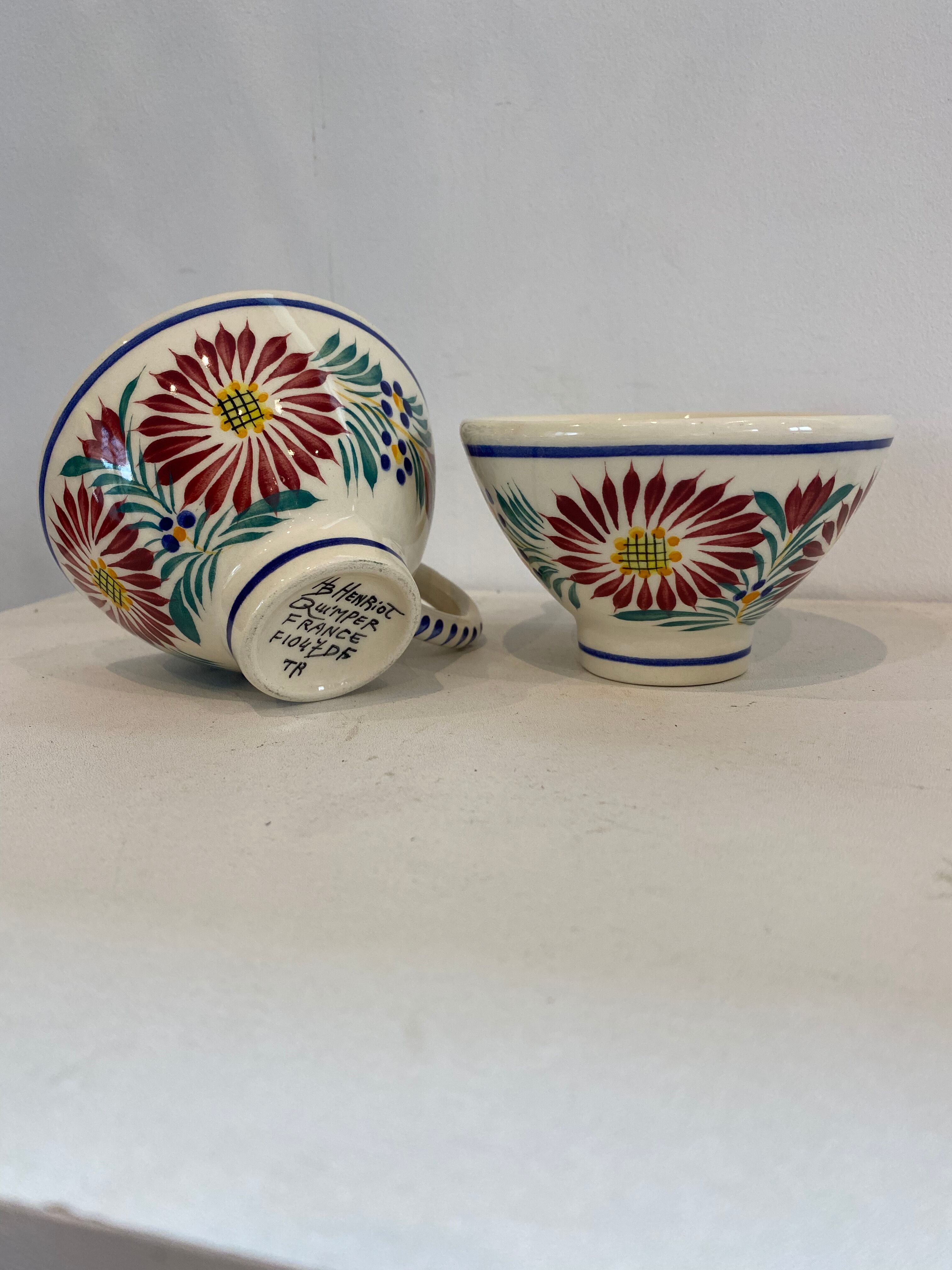 2 tasses anciennes Henriot Quimper