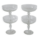 set of 4 very large champagne glasses in engraved crystal 1950 12 x 11 cm