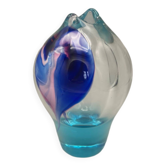 Blown glass vase by Czech artist Jirí Suhájek