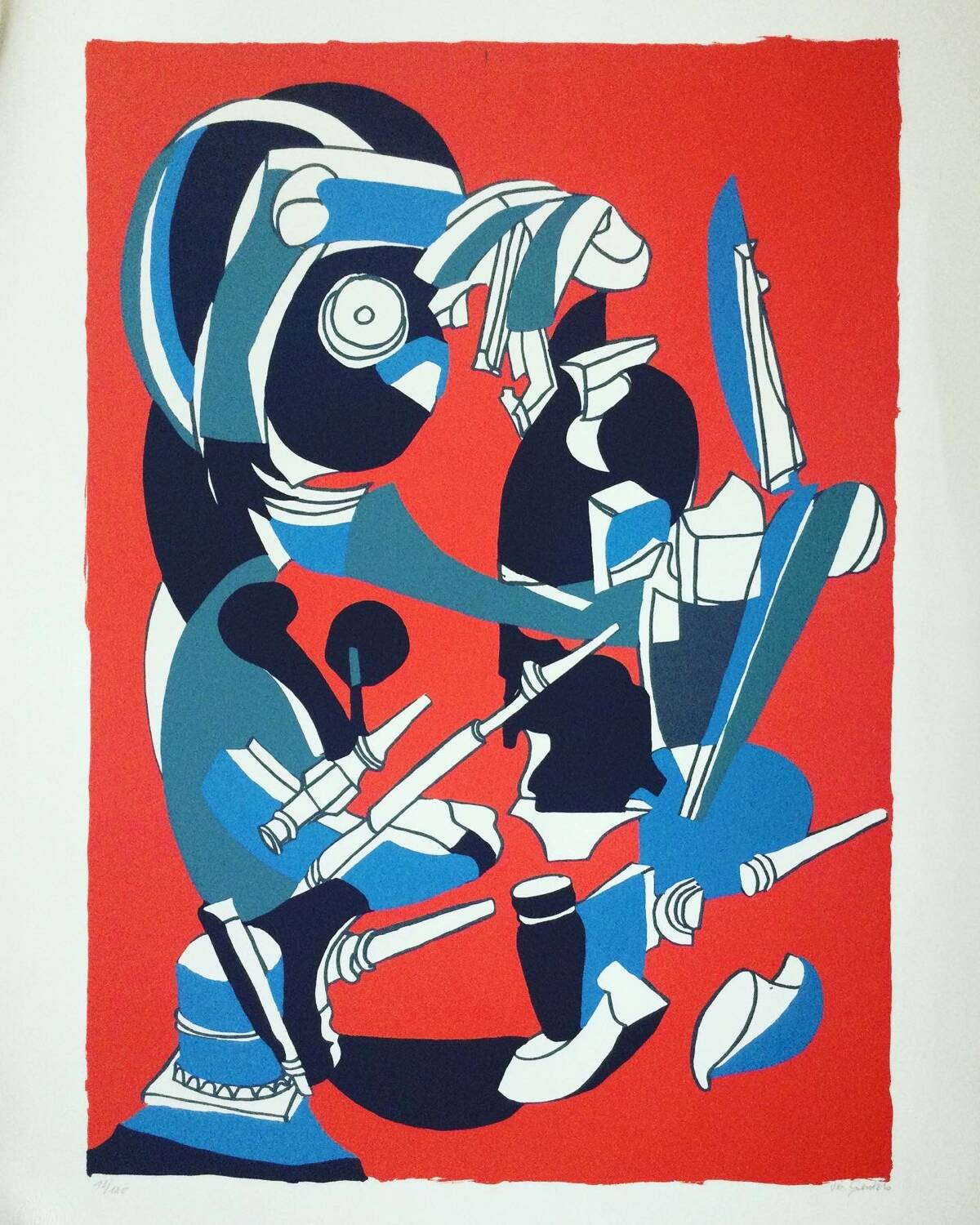 Surrealist composition. Lithograph by Vic GENTILS 1919-1997.