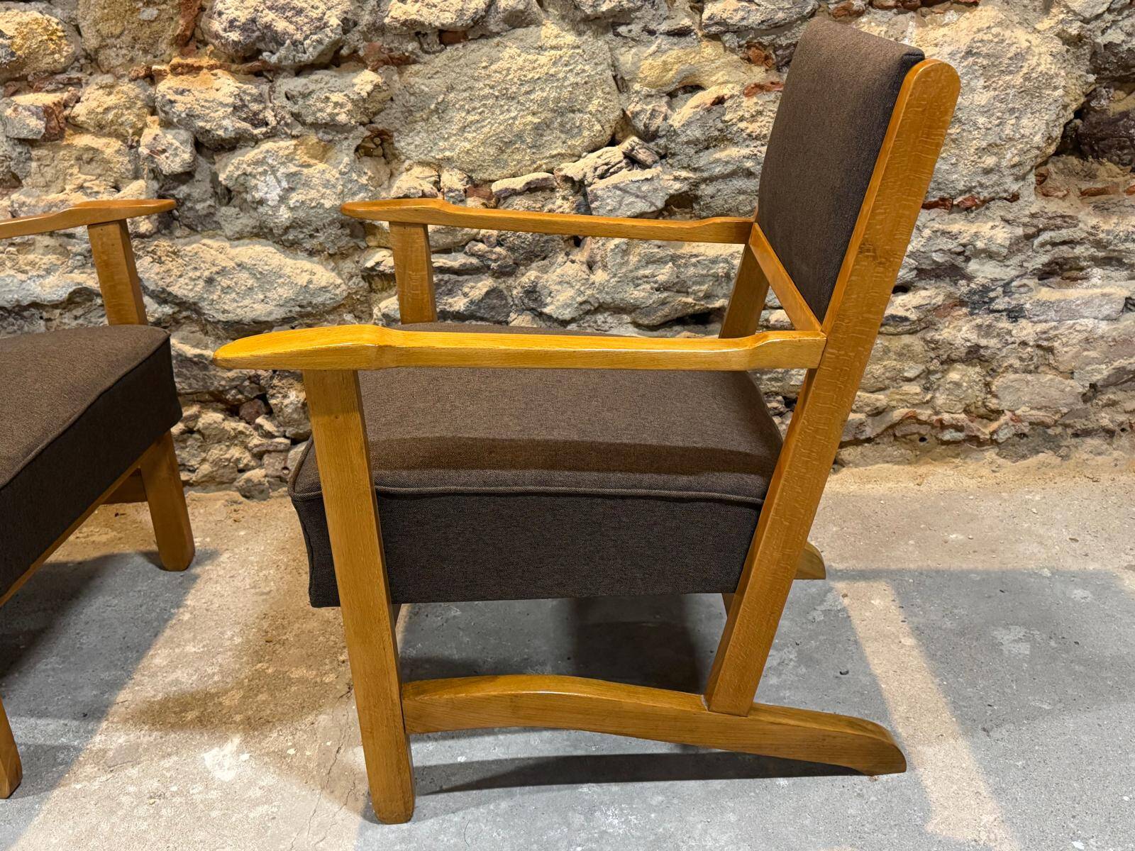 Pair of restored retro armchairs in the style of Krásná Jizba, 1960s