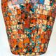 Orange mosaic vase and vintage bohemian chic glass - Mosaic pot