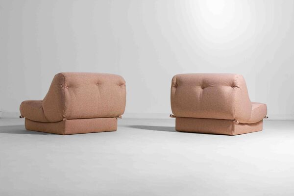 Canapé modulaire Nuvolone en tissu rose par Rino Maturi, années 1970, 5 modules