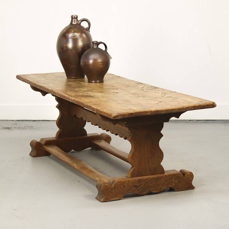 Rustic farmhouse oak refectory coffee table