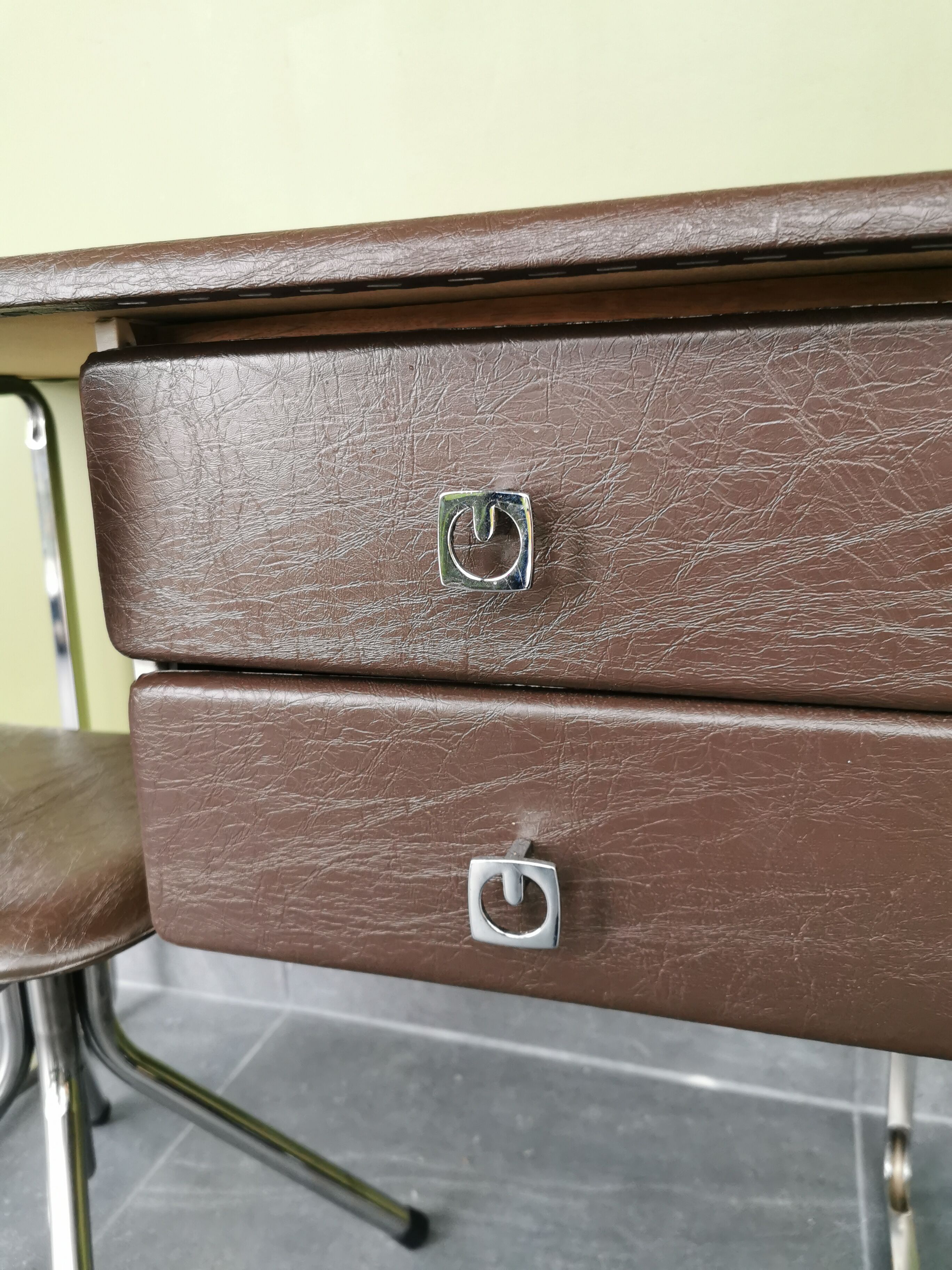 Vintage industrial style desk with swivel chair