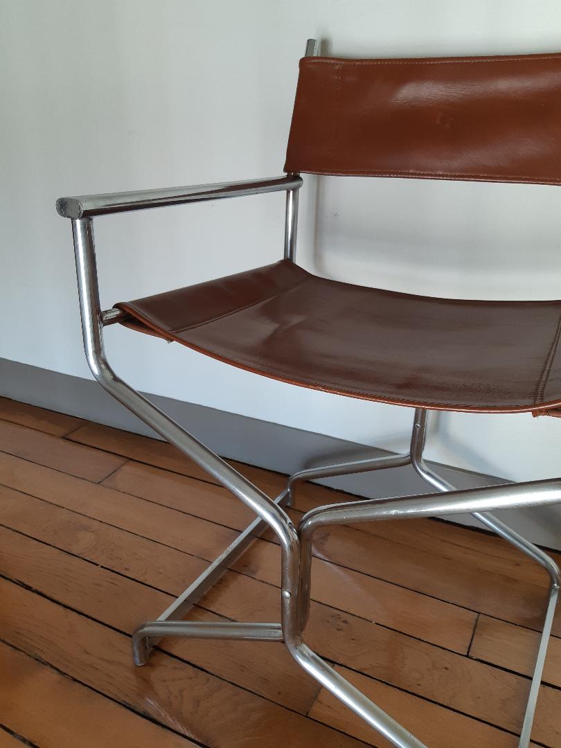 Leather folding armchair