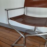 Leather folding armchair