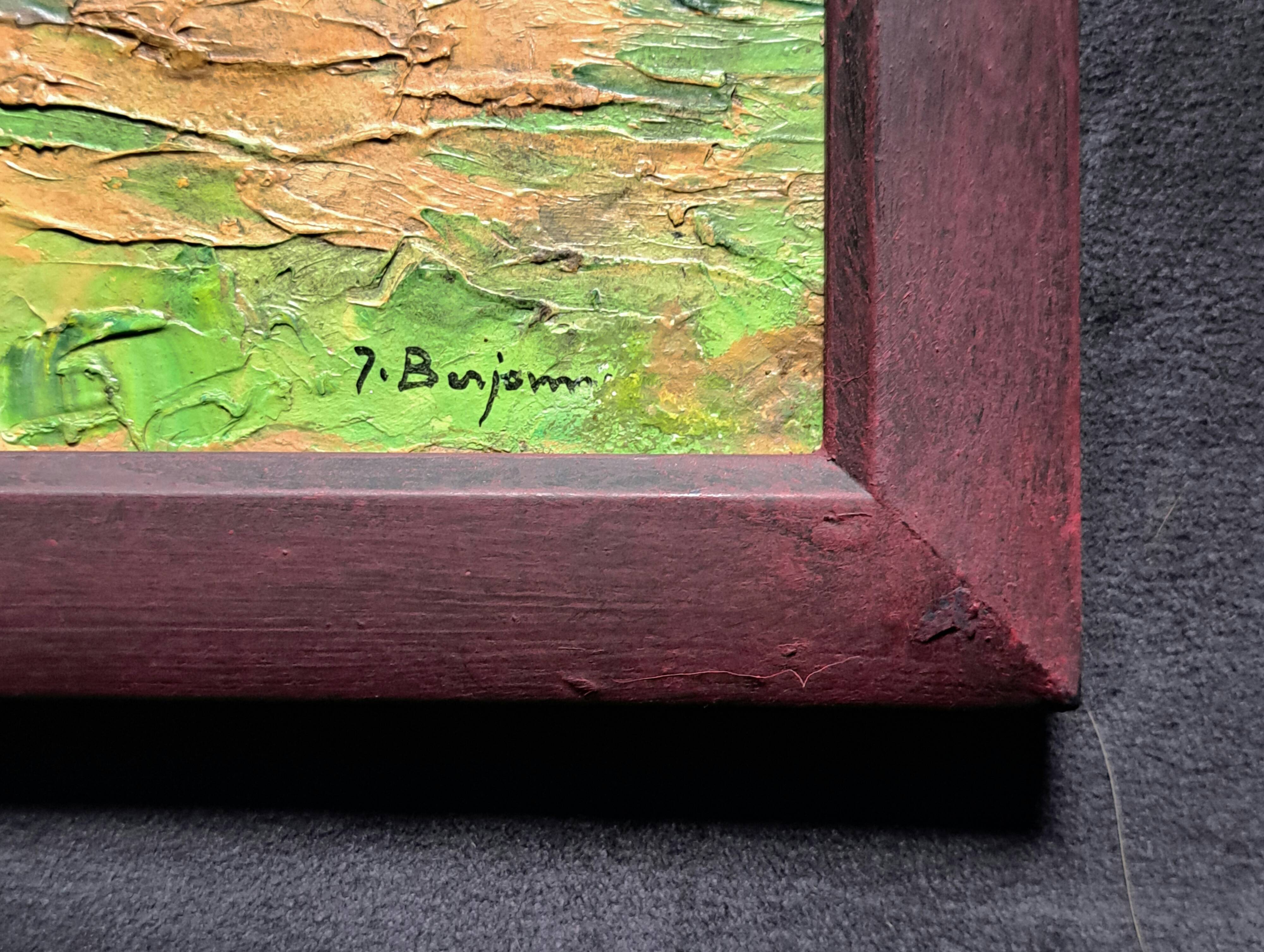 Pair of post-impressionist paintings signed BERJONNEAU, oil on cardboard.