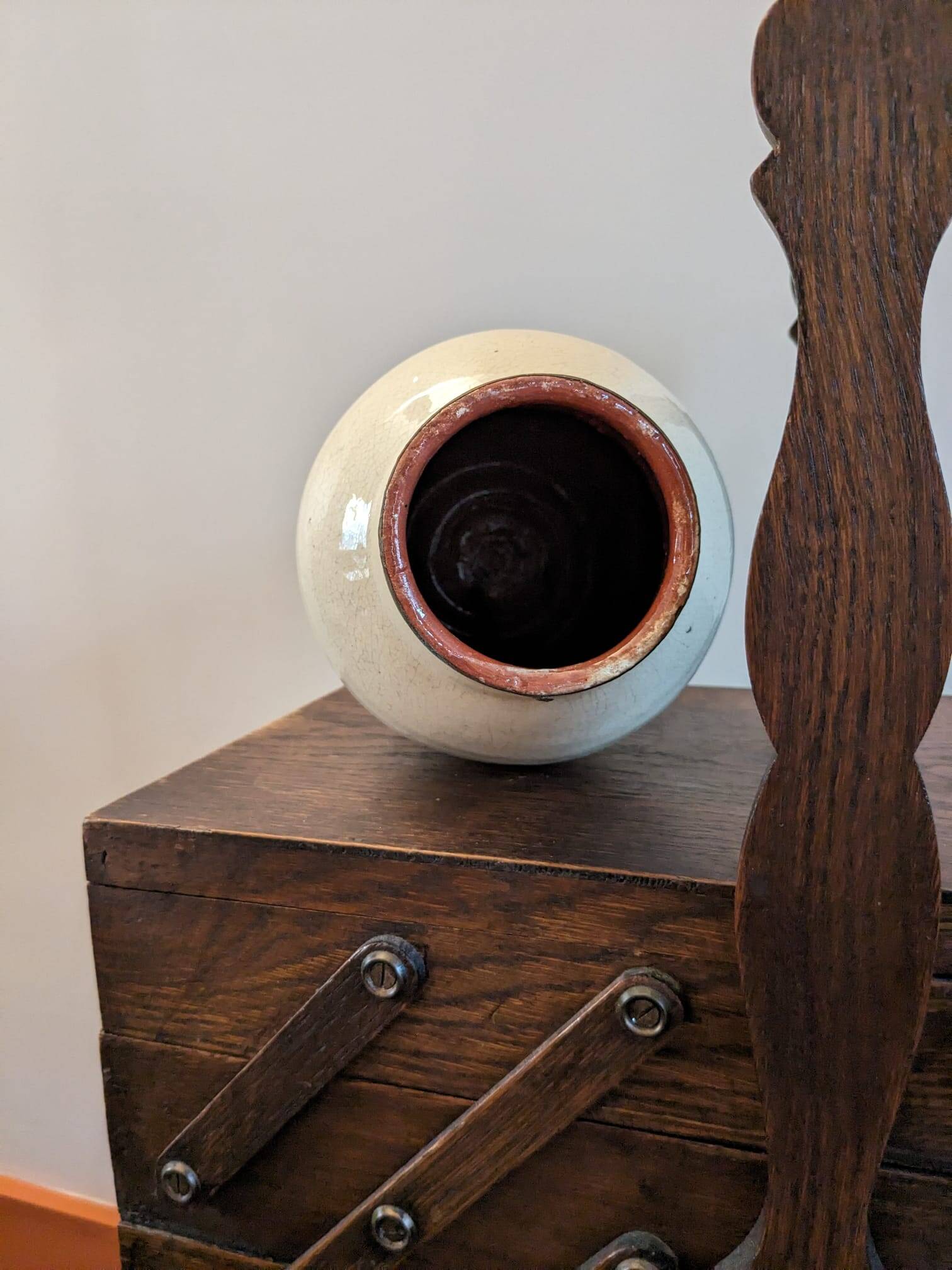 White glazed ceramic vase