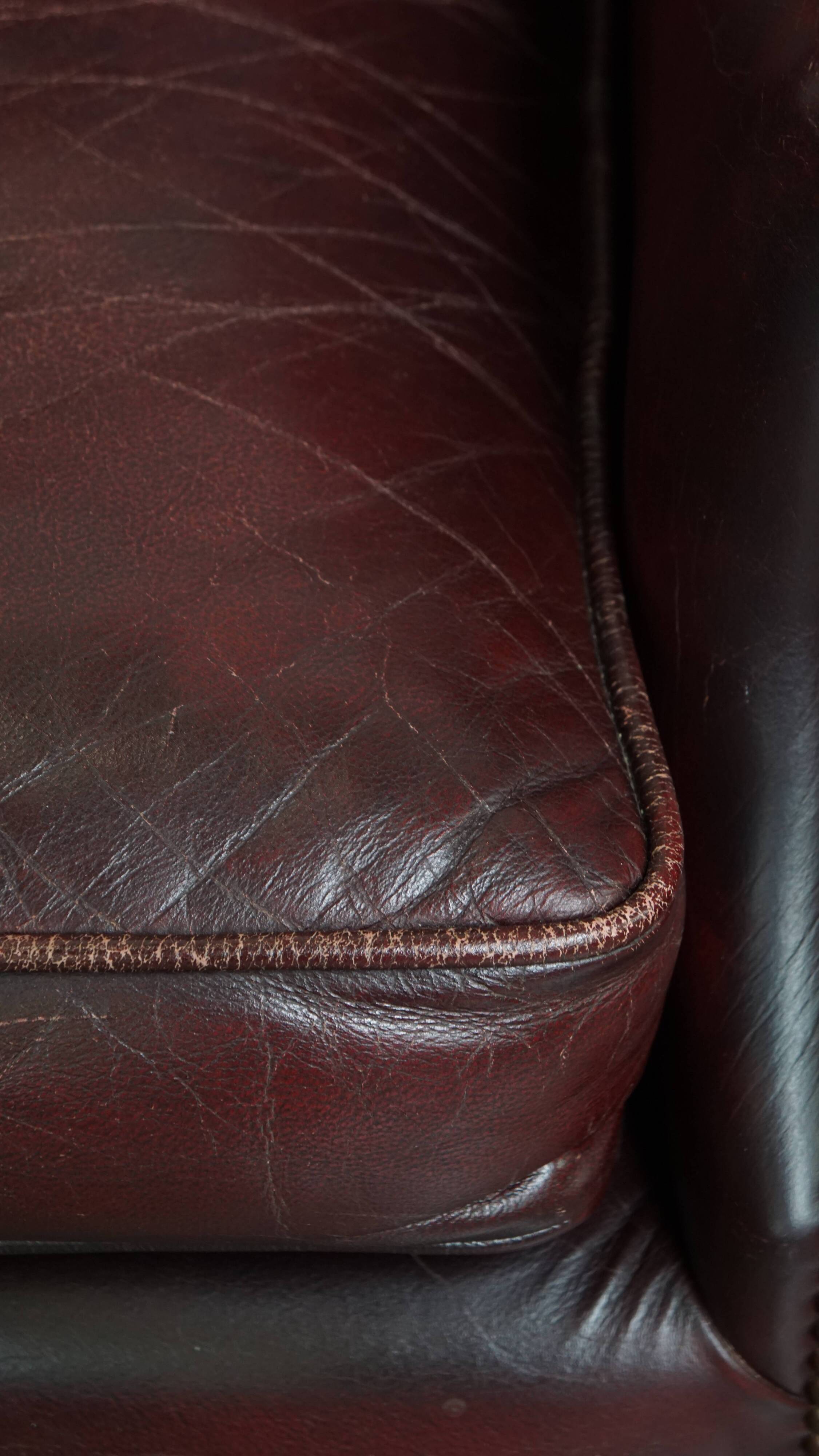 Set of 2  Cowhide Leather Wingback Chairs in English Style