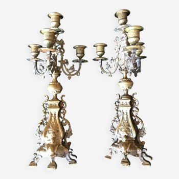 Paire de chandeliers en bronze de style napoléon