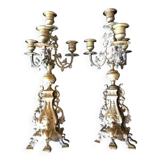 Paire de chandeliers en bronze de style napoléon