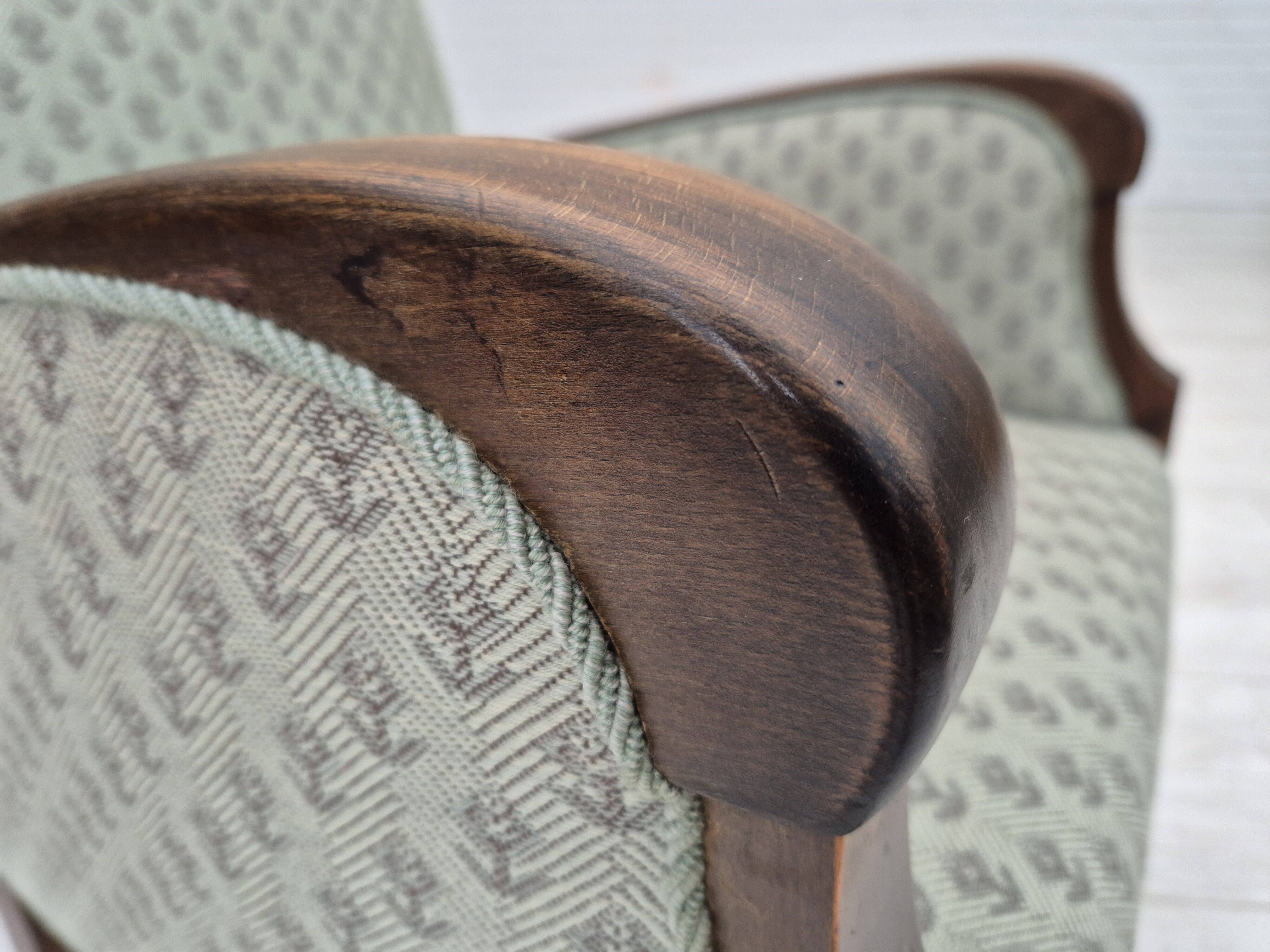 1950s, Danish vintage lounge chair, reupholstered, blend wool fabric.