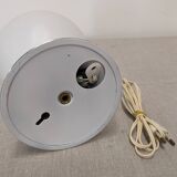 Space age round lamp in frosted white glass, France circa 1970.