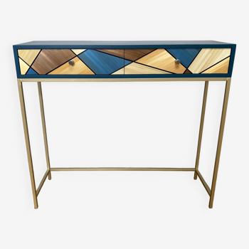 2-drawer straw marquetry console