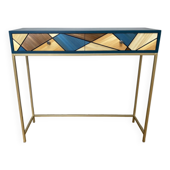 2-drawer straw marquetry console