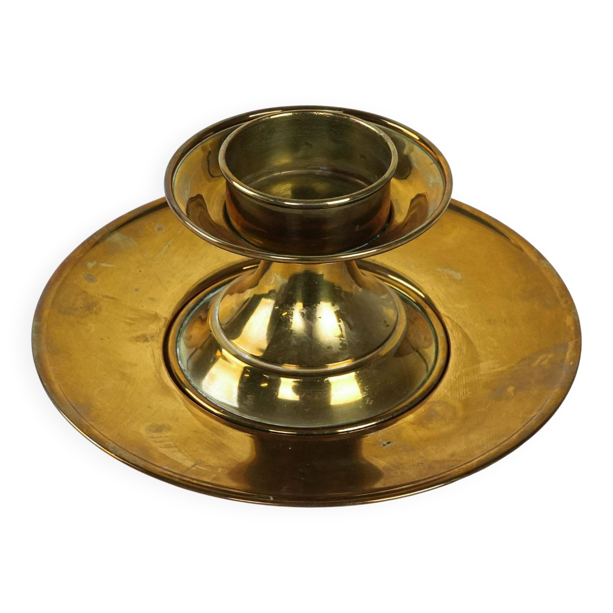 Brass candlestick with base, Italian design, 1960s, made in Italy