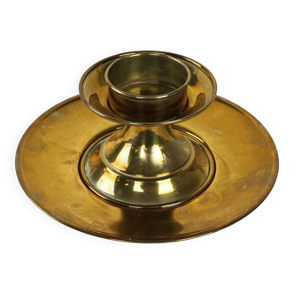 Brass candlestick with base, Italian design, 1960s, made in Italy