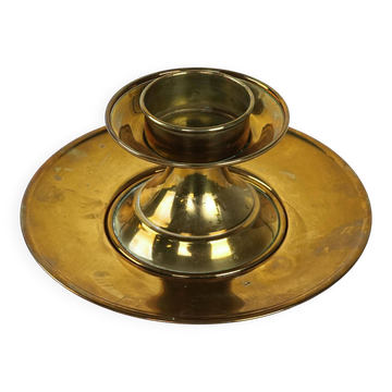 Brass candlestick with base, Italian design, 1960s, made in Italy