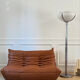 Two-seater bench model Togo – cognac leather – Michel Ducaroy / Ligne