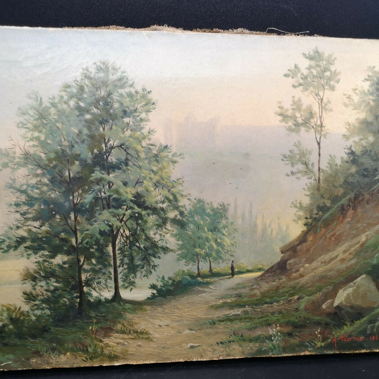 Oil on canvas painting landscape signed A Tournier 1884