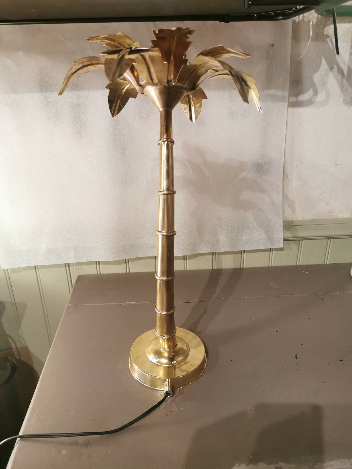 Solid brass palm tree lamp