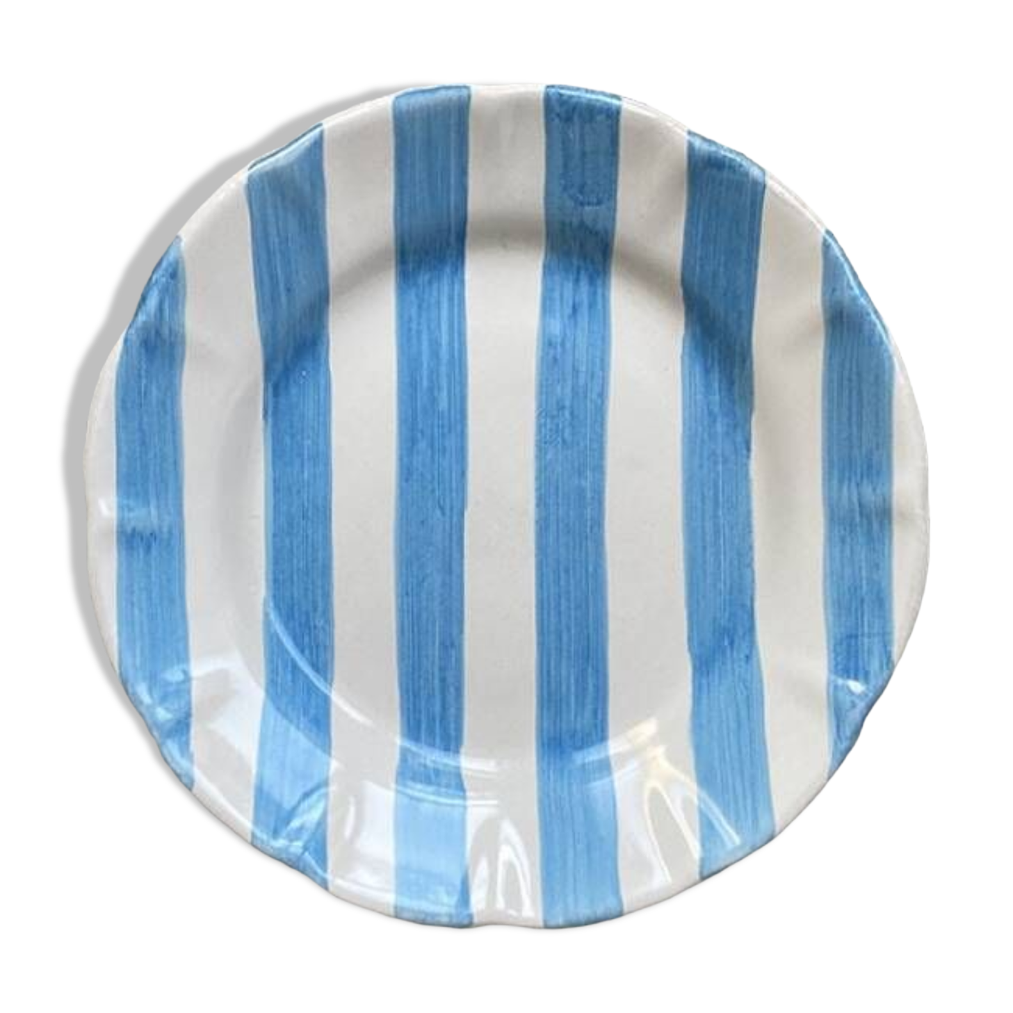 Assiette rayure turquoise