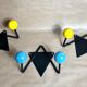 Lot 3 hooks coat racks with 2 balls vintage