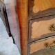 Curved Louis XV commode in marquetry – marble top – 19th century